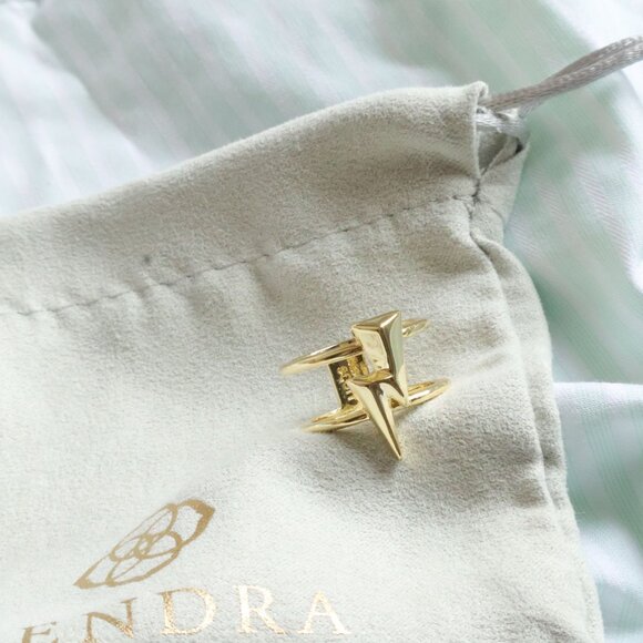 Kendra Scott Bolt Gold Double Band Ring Size 7 NEW Perfect condition - Picture 1 of 3